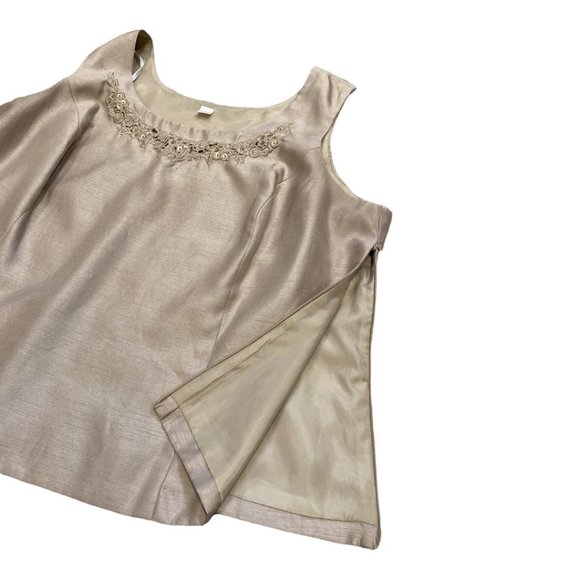 BLOUSE Sleeveless Sz 20W Beige Silk-look Side Zip Mother of the Bride - Picture 12 of 13